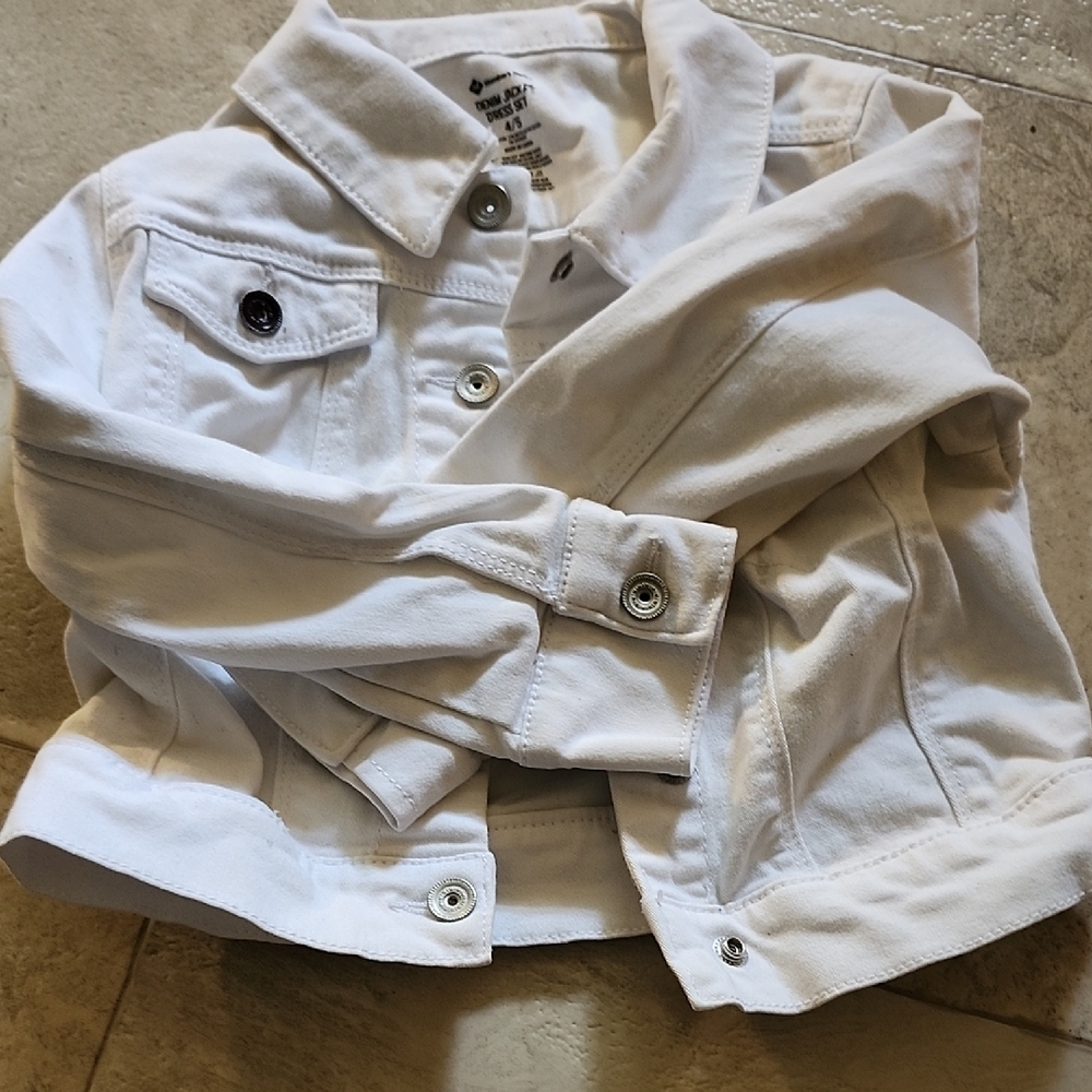 Kids White Denim Jacket
